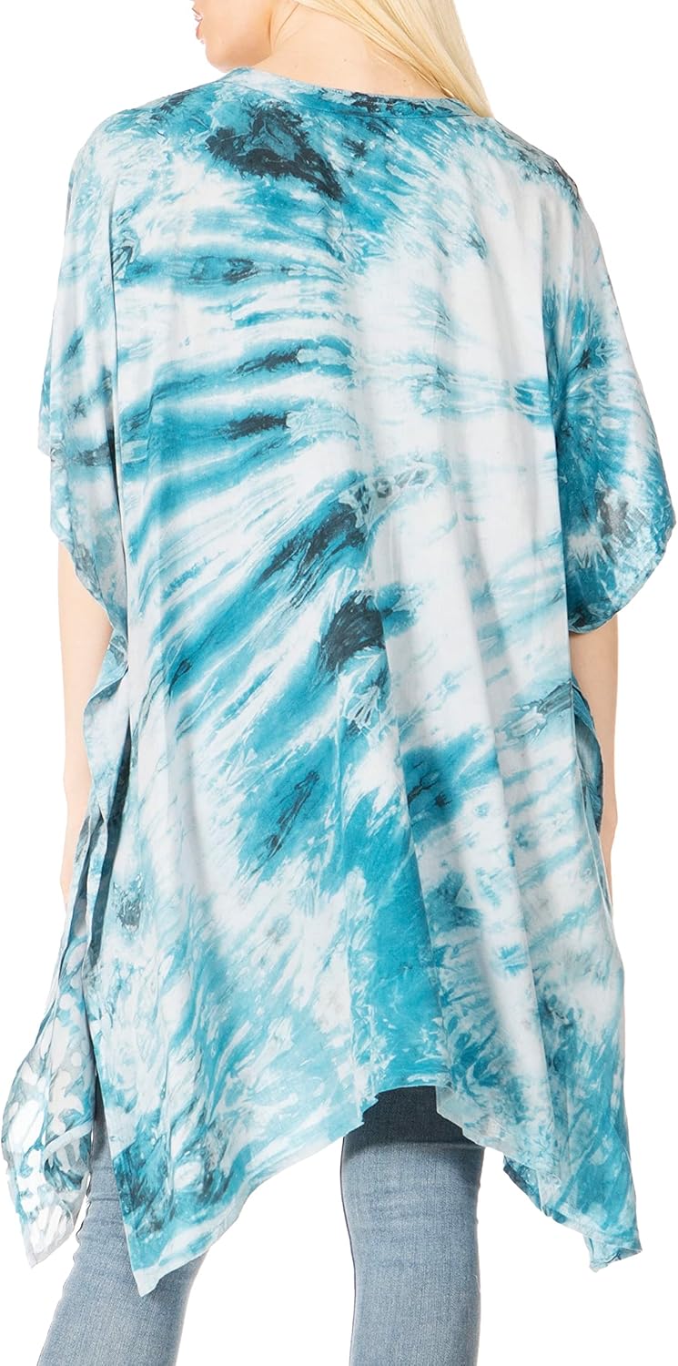 Sakkas Marcy Damen Kaftan Top Tunika Kleid V-Ausschnitt Lose Sommer Boho Swing Coverup Einheitsgröss