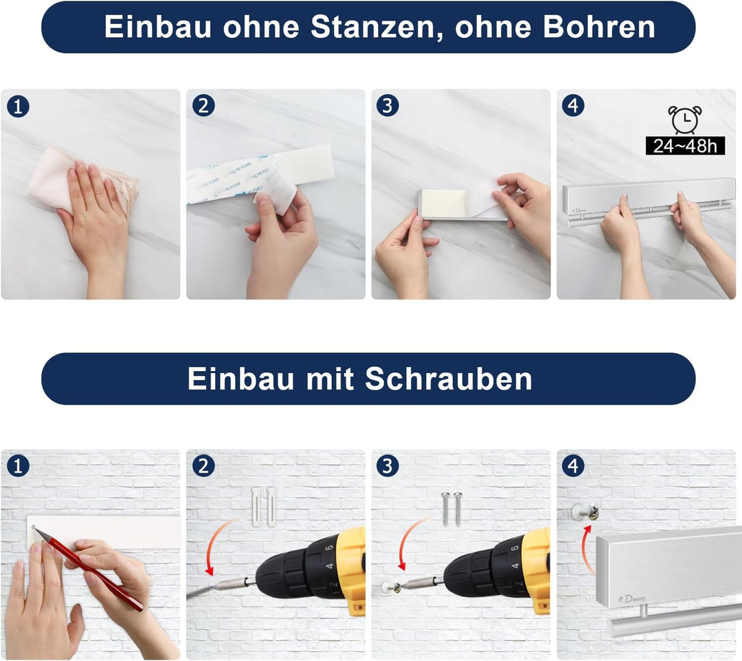 Dmore Magnetleiste Messer mit 15 Haken, 59 cm Messerhalter magnetisch aus Edelstahl, Magnet Messerha