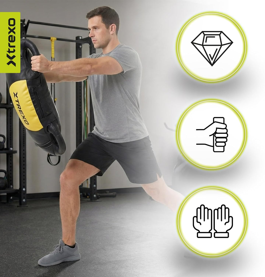 TREXO Bulgarian Exercise Bag 15 kg Krafttraining Fitness Ausdauer Perfekt für Zuhause und Fitnessstu