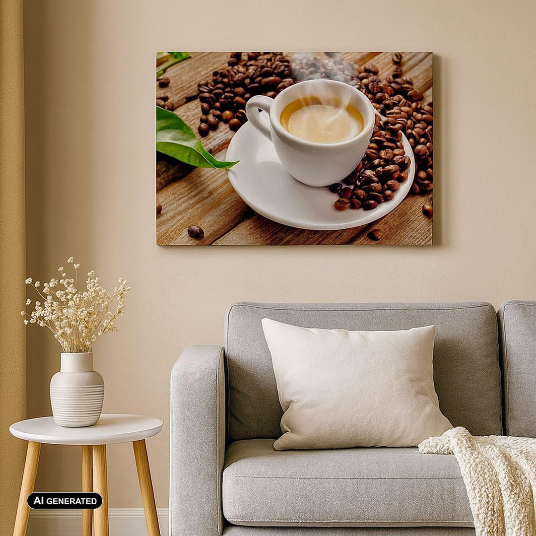 Bilder auf Leinwand 100x70cm Leinwandbild Kaffee Tasse Espresso heiss Gross Wanddeko Bild Schlafzimm