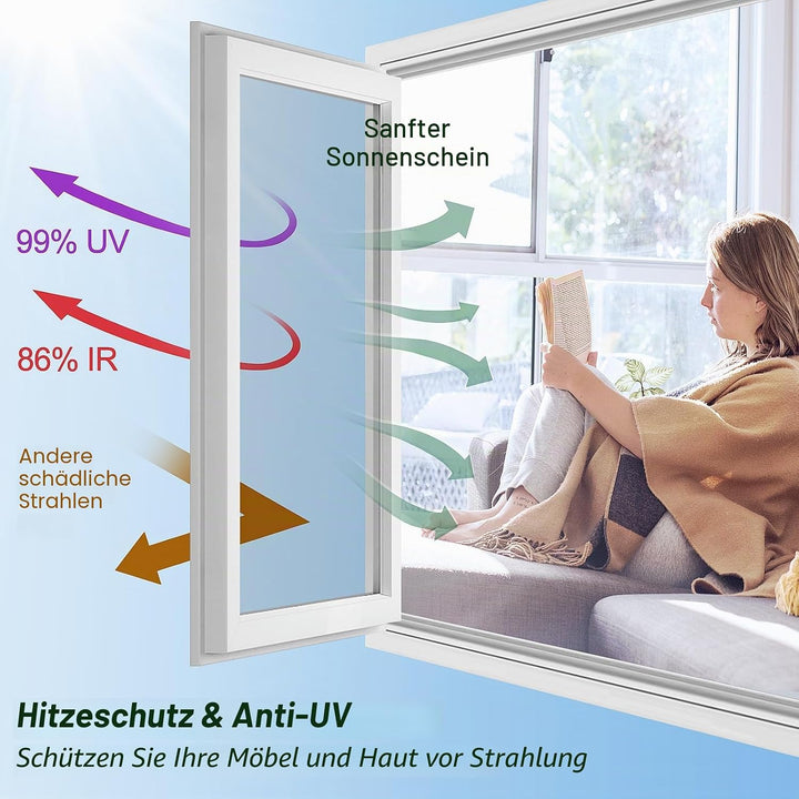 Spiegelfolie Selbstklebend Sonnenschutzfolie Fenster innen UV-Schutz Reflektierende Fensterfolie Sil