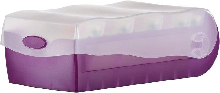 Karteibox CROCO A7, transl.-lila mit 5 Stützen und 100 Karten, 2 Boxen-Sparset