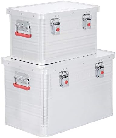 STIER Alubox Set, 30L und 65L, stapelbare Transportkisten, Staub- und spritzwasserresistent mit Gumm