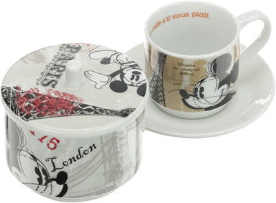 Egan Disney Walt WMSET/28 Kaffeetassen, Modell Paris, Zuckerdose und Platzdeckchen, Porzellan, Mehrf