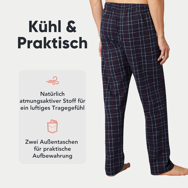 FM London 2er-Pack Pyjama für Herren - Leichte Herren-Pyjamahose, Loungewear und Nachtwäsche, S Mari