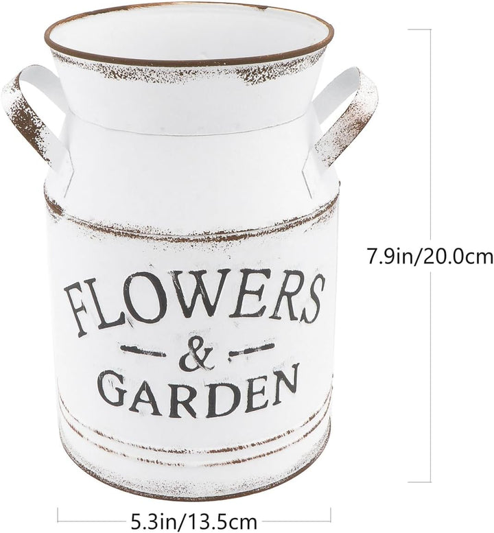 HEMOTON Shabby Blumentopf Deko Metall Krug Milchkanne Landhaus Stil Vase Pflanzentopf rustikal Vinta