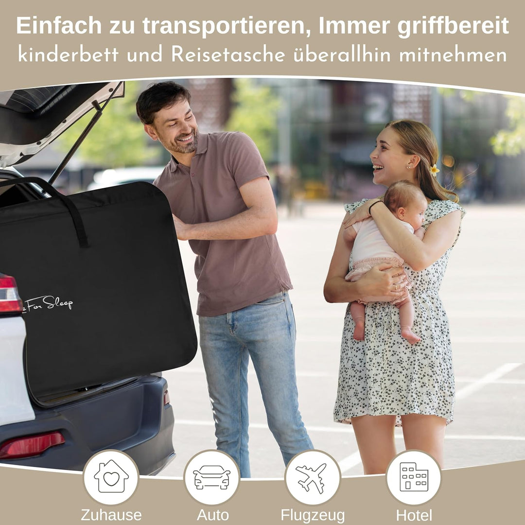 LullaBee Beistellbett & Baby Co-Sleeper – 6 Höhenstufen, Schaukel­funktion, Rollen, gesteppte Matrat