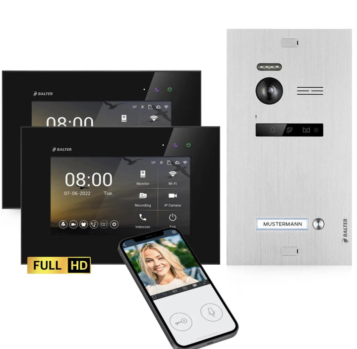 SCHUTZER Balter EVO-HD Video-Türsprechanlage für 1 Familienhaus, 7" Touchscreen Monitor 175° Weitwin