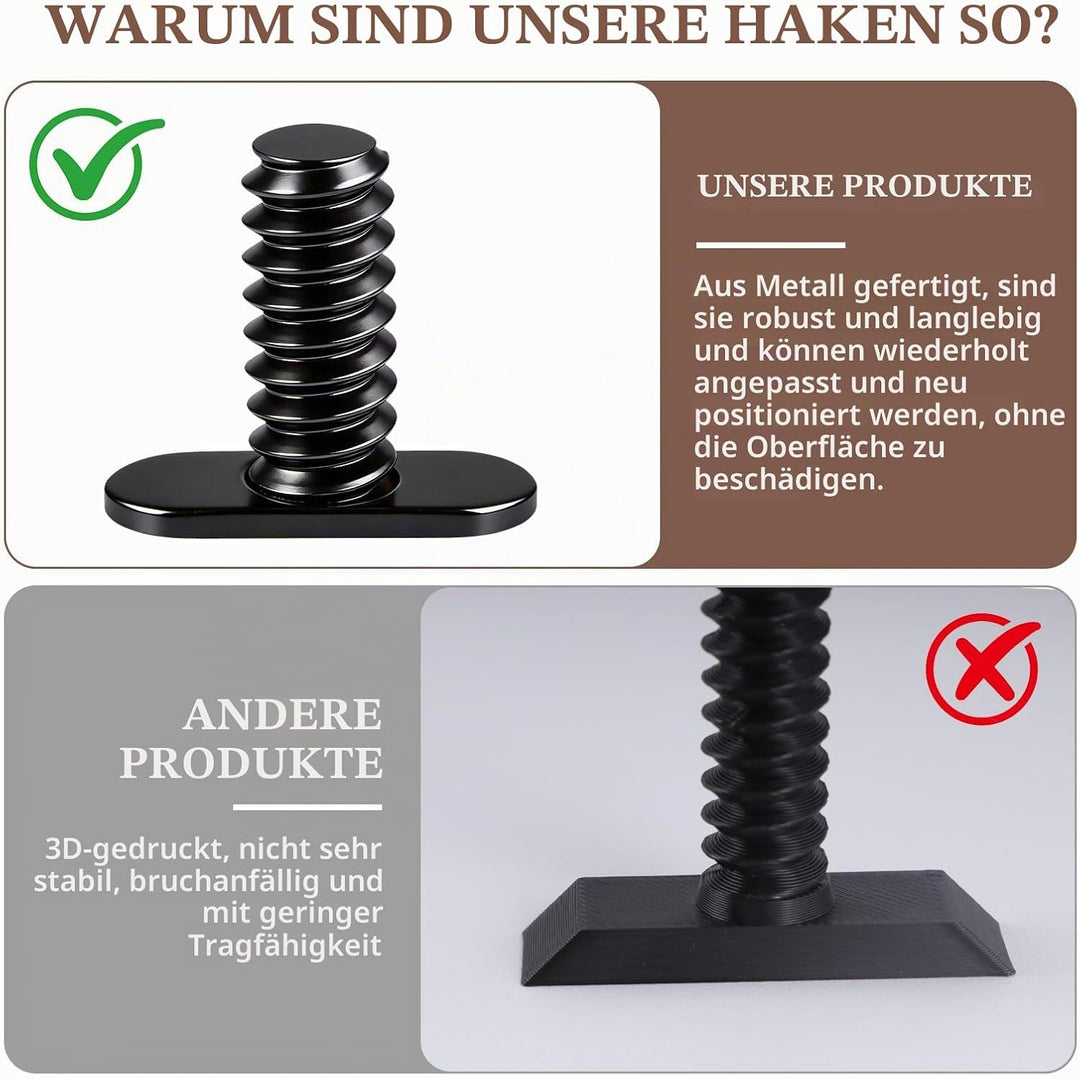 Garderobenhaken Akustikpaneele, 3 Stück Haken für Wandpaneele Ohne Bohren, Flexibel Einstellbar Akus