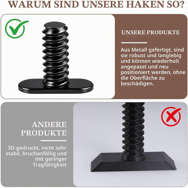 Garderobenhaken Akustikpaneele, 3 Stück Haken für Wandpaneele Ohne Bohren, Flexibel Einstellbar Akus