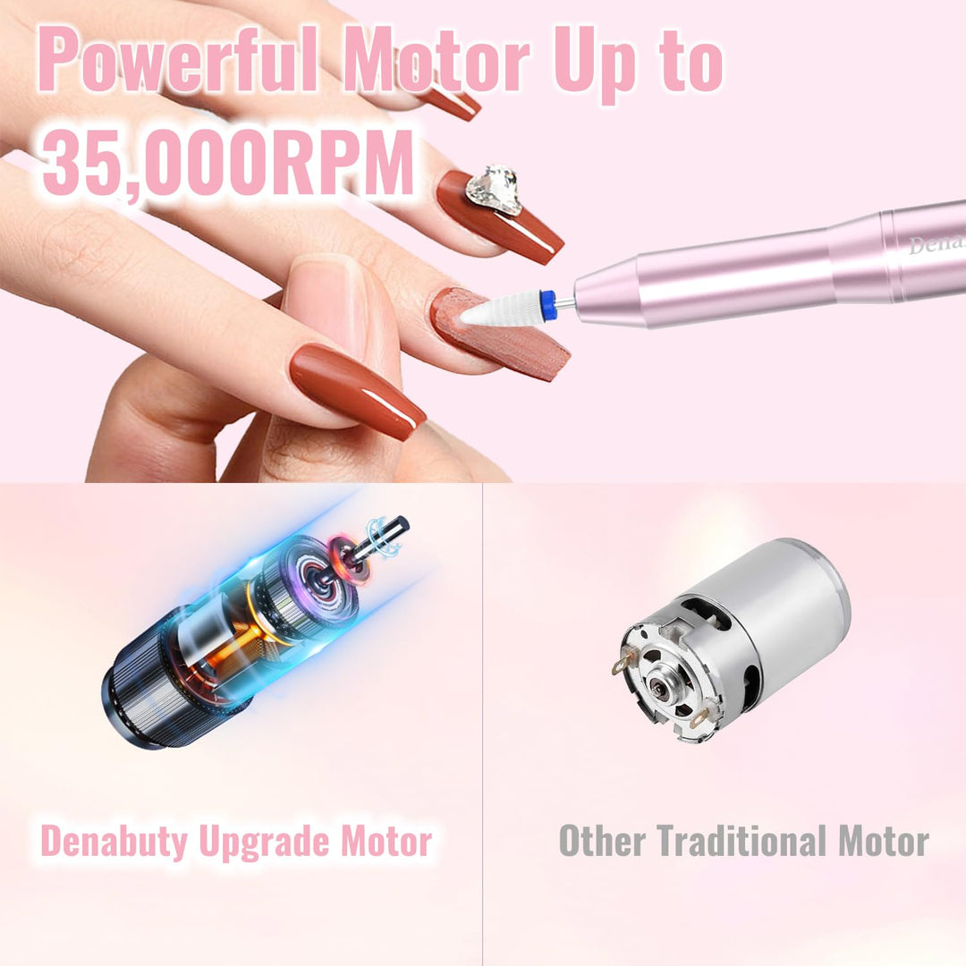 Nagelfräser Kabellos 35000 U/Min, Elektrische Nagelfeile 12 in 1 Fräser Nägel Professionell Nail Dri