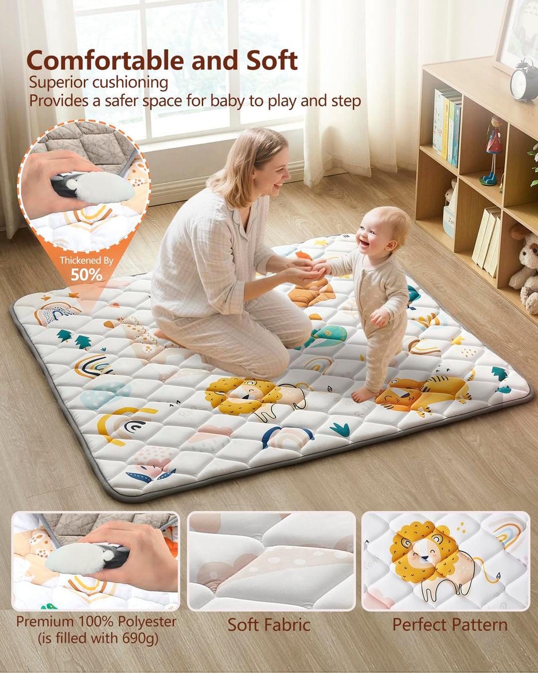 Krabbeldecke Für Baby 110 X 110CM, Krabbelmatte Babymatte Faltbar, Weich und Rutschfest Spielmatte b