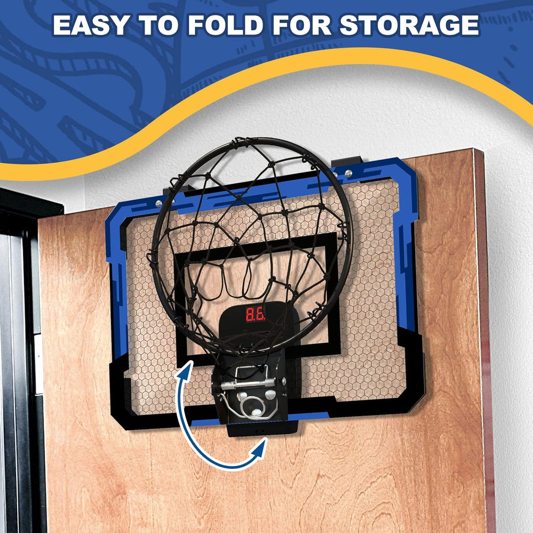 QDRAGON Mini Basketball Hoop for Door, Indoor Basketball Hoop for Bedroom, with 3 Balls/Inflator/Bre