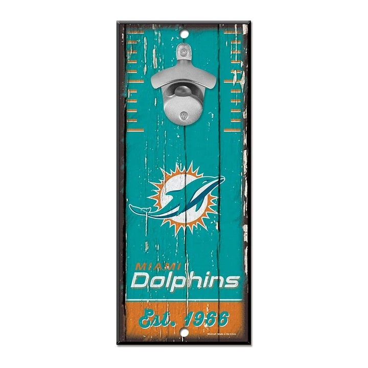 WinCraft NFL Miami Dolphins Holzschild, Flaschenöffner, Teamfarben, 12,7 x 27,9 cm Miami Dolphins 5"