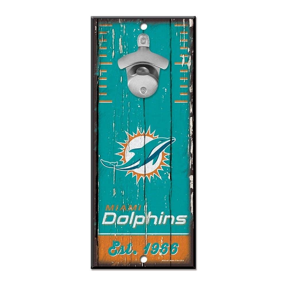 WinCraft NFL Miami Dolphins Holzschild, Flaschenöffner, Teamfarben, 12,7 x 27,9 cm Miami Dolphins 5"
