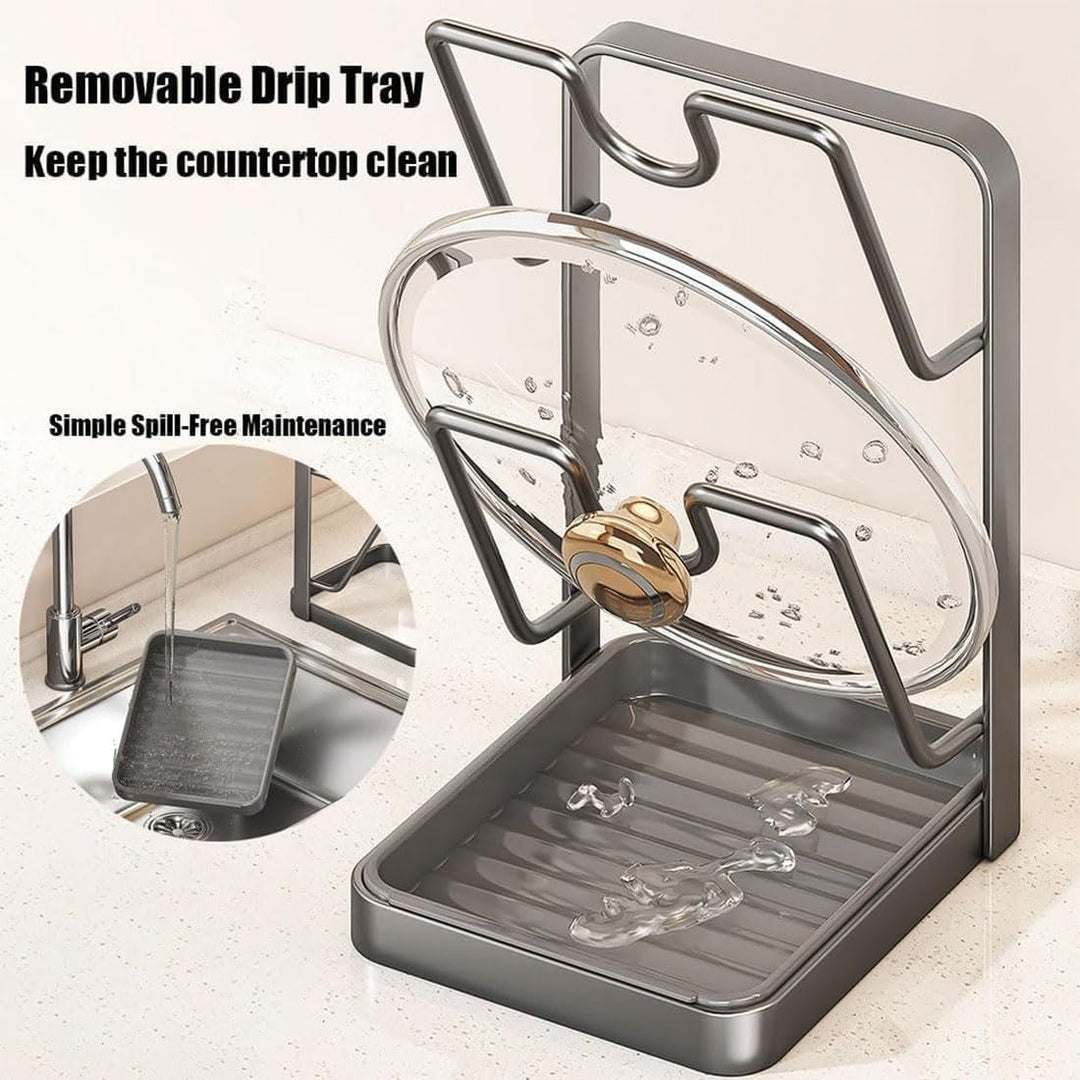 FARYODI Topfdeckel Organizer, Deckelhalter, Topfdeckelhalter mit Abnehmbarer Tropfschale, Platzspare