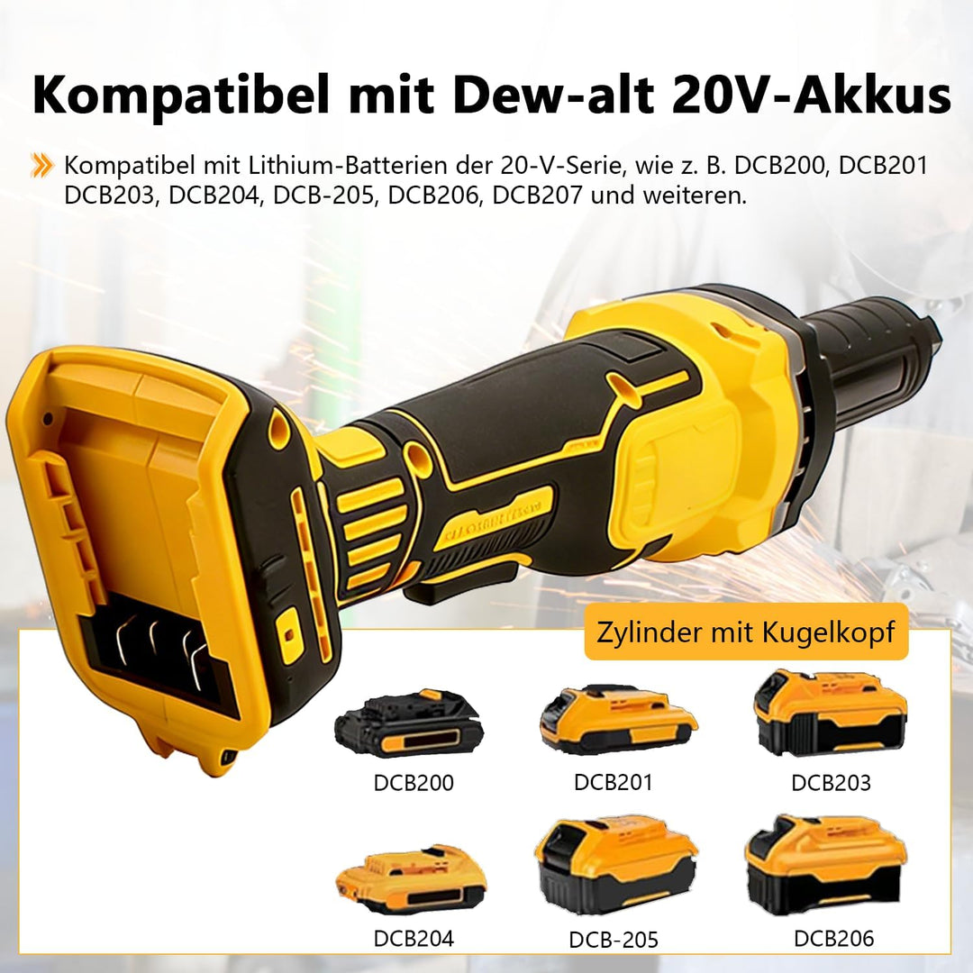 Akku Geradschleifer Kompatibel mit Dewalt 20V Batterie, 4 Variablen Geschwindigkeiten, Bürstenlos Ge