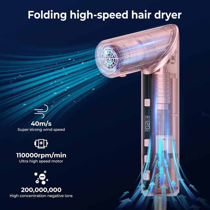 Atopskins Hairstyler 8 in 1 Set mit LCD-Bildschirm,1400w Haarstyler Set, 110000 U/Min Ionen Haartroc