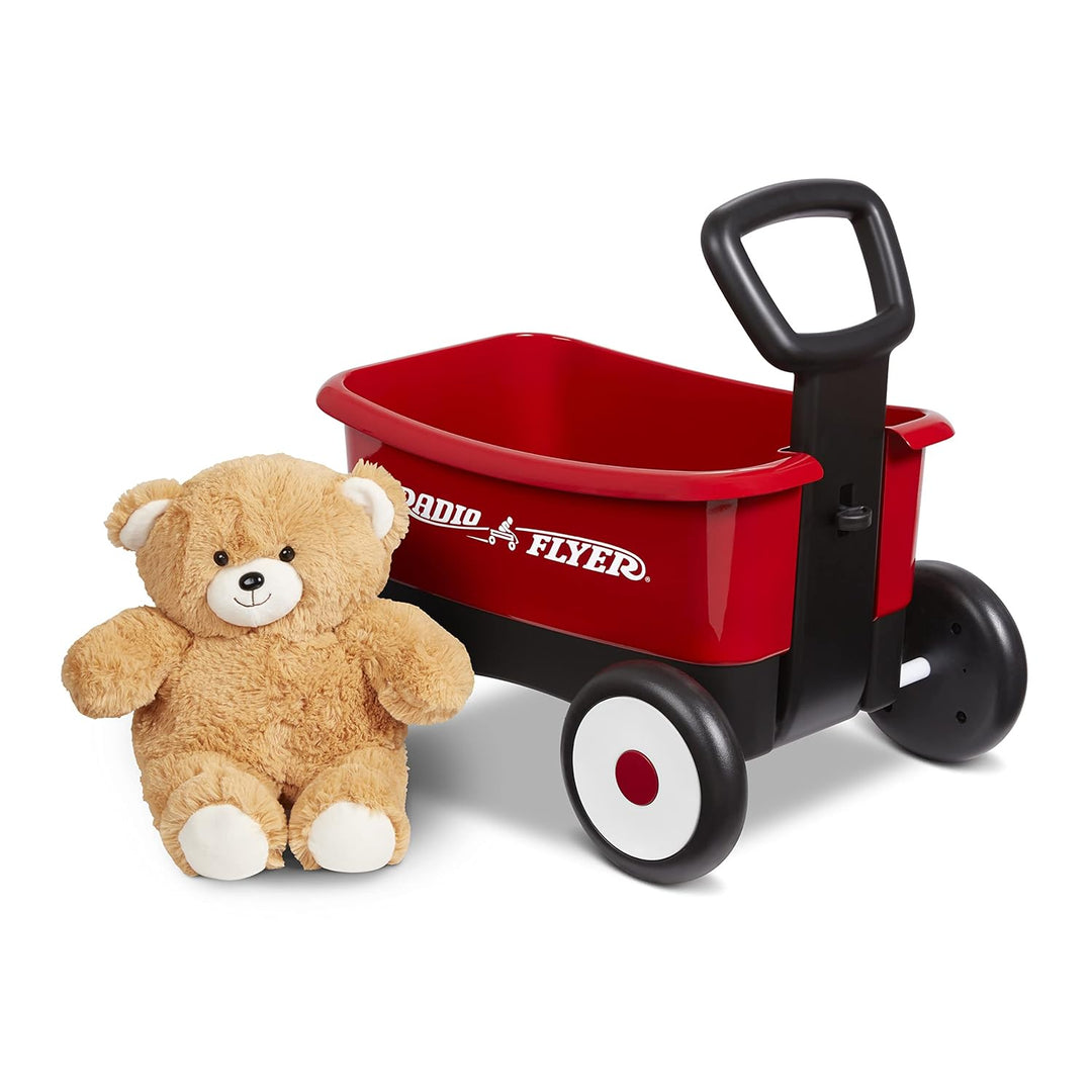 Radio Flyer Push & Pull Walker Kombi mit Teddybär, roter 2-in-1 Wagen für Kleinkinder, für 1–4 Jahre