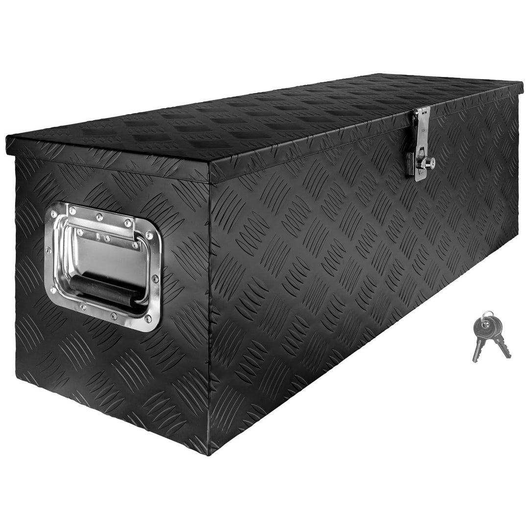 Trucky Truckbox Deichselbox aus Aluminium, in Schwarz, Abschliessbar, Robustes Riffelblech, Für Werk