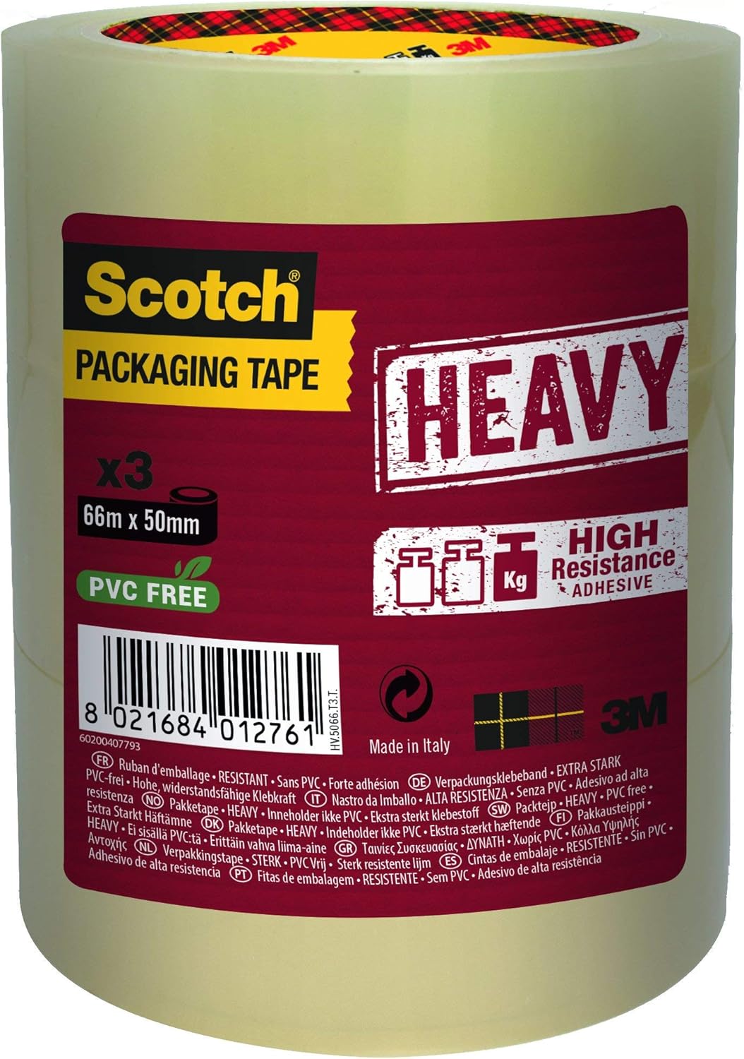 Scotch HV5066DB Handabroller HEAVY, 50 mm x 66 m, inklusiv 2 Rollen Klebeband, braun + HV5066FB Verp