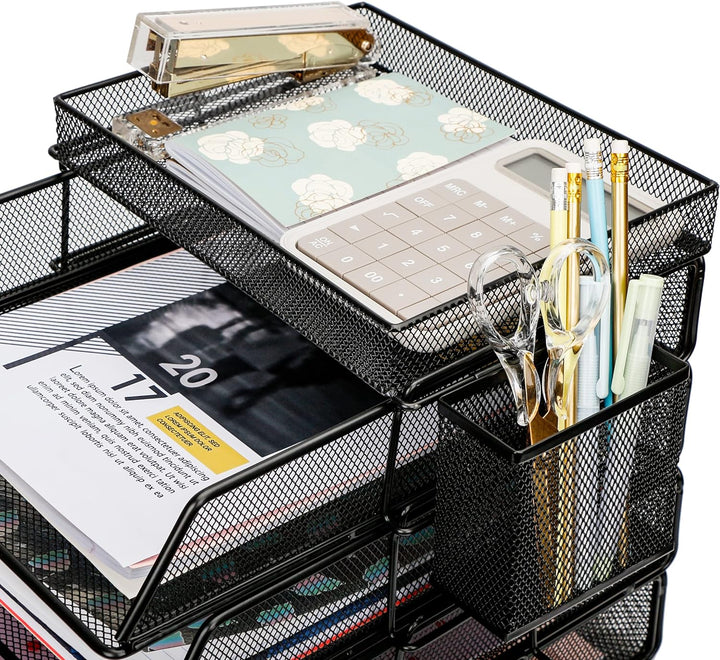 EXERZ Papierablage, 6 Stück, einschliesslich 4 x stapelbarer Sortierer, 1 x oberes Tablett, 1 x seit