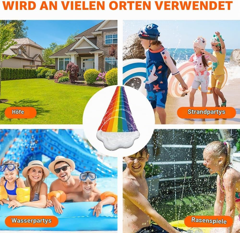 480x140 cm Wasserrutsche Garten für Kinder, Doppelte Wasserrutschmatte mit Bodyboards, Wasserrutsche