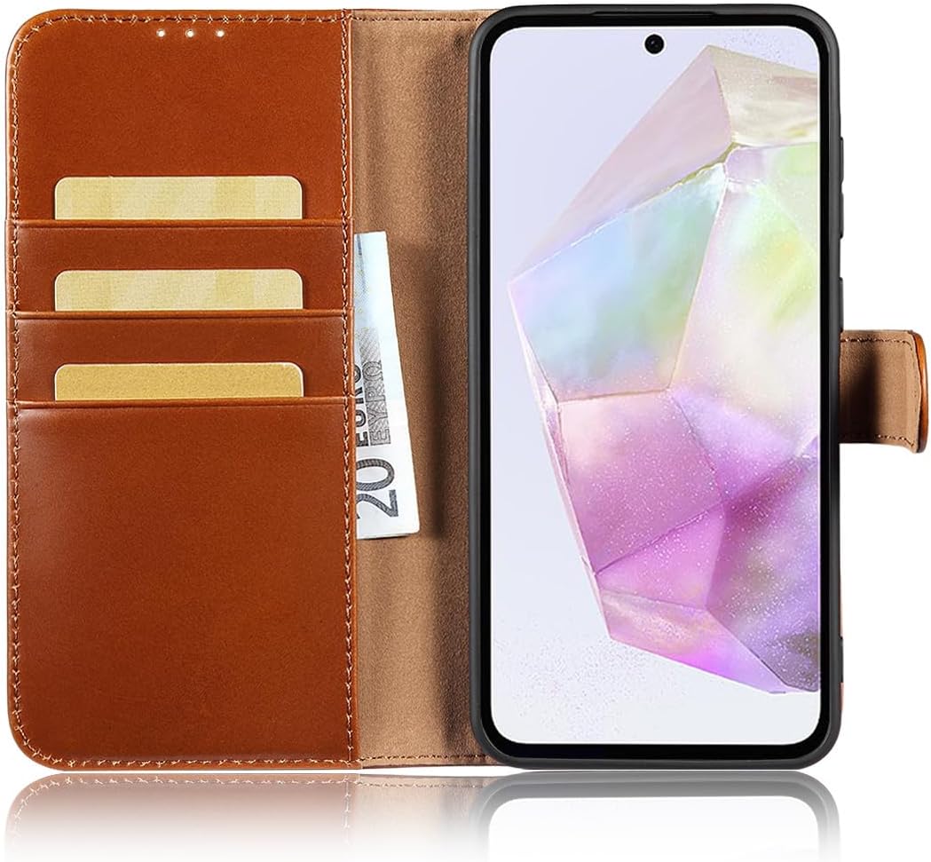 LENSUN Echtleder Hülle für Samsung Galaxy A36, Handyhülle [Echtes Leder][Brieftasche] Handytasche Le