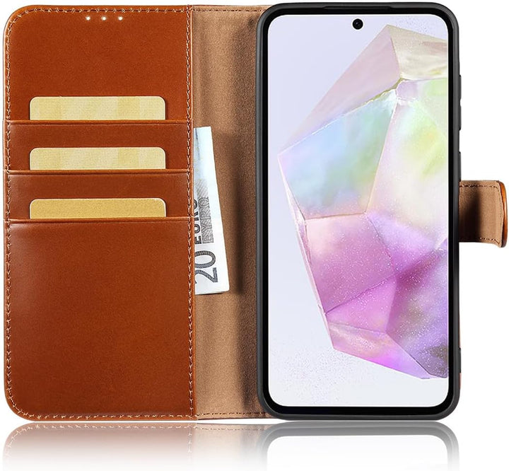LENSUN Echtleder Hülle für Samsung Galaxy A36, Handyhülle [Echtes Leder][Brieftasche] Handytasche Le