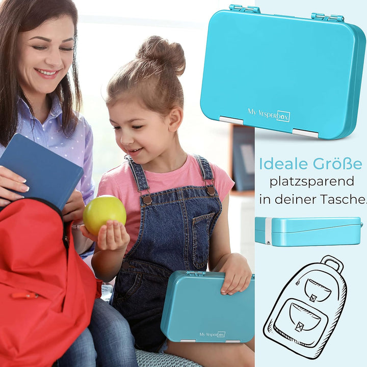 My Vesperbox – Len - Bento Box Kinder - Lunchbox mit 4+2 Fächern - extrem robust – Brotdose – Brotbo