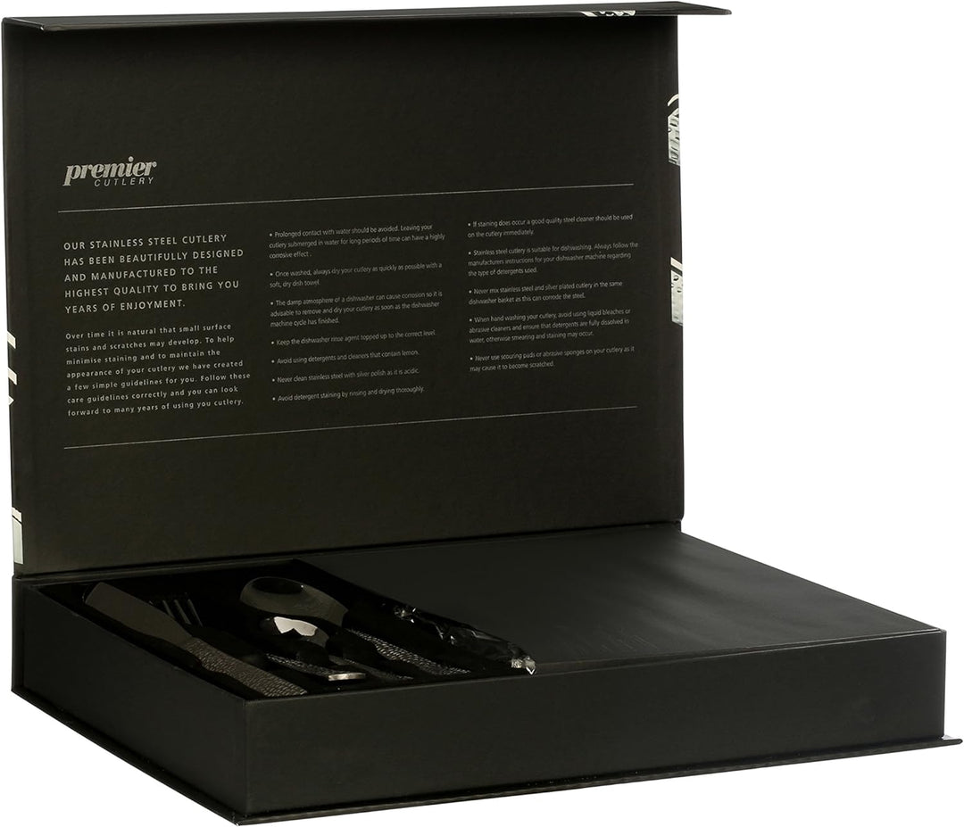 Premier Housewares Gehämmertes Besteck, 24-teilig, Edelstahl, 26 x 36 x 9 cm