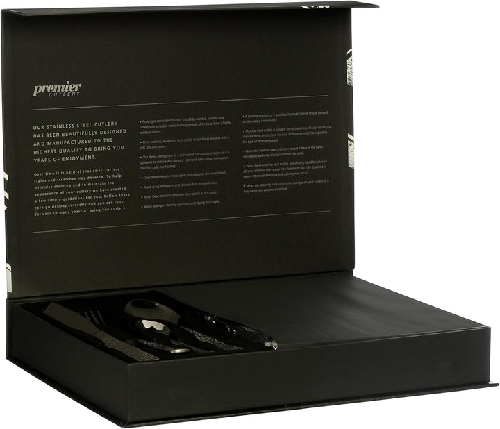 Premier Housewares Gehämmertes Besteck, 24-teilig, Edelstahl, 26 x 36 x 9 cm