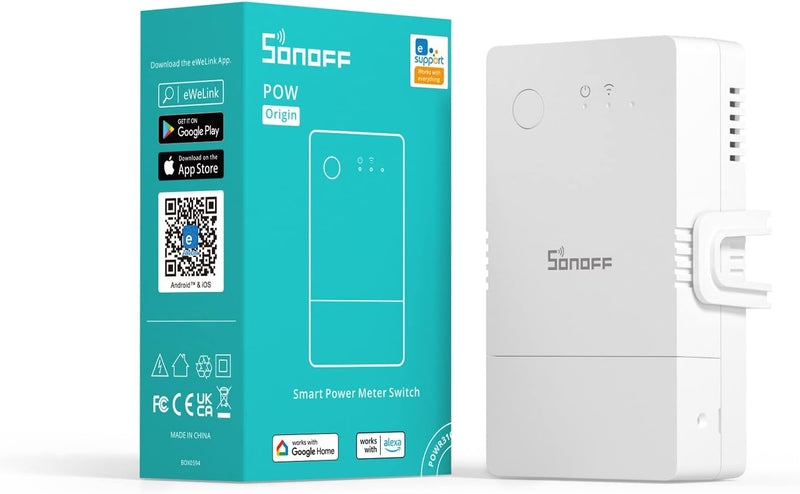 SONOFF Stromzähler Hutschiene Wlan 1 Phasen, Smart Energiezähler mit Stromverbrauchsmessung und Über