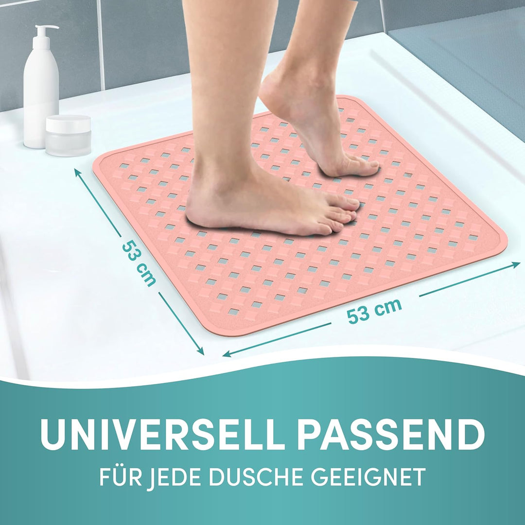 Engelbach® Duschmatte rutschfest 53x53cm - Inklusive Haken zum Aufhängen - 100% BPA-frei - Antirutsc