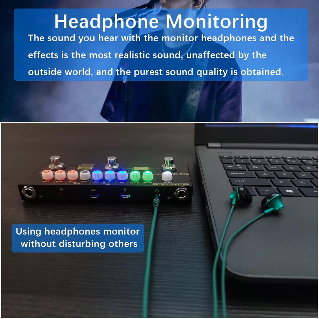 HOEREV Multi Effekte Gitarre Pedal Delay Reverb Phase Chorus Distortion Overdrive Multi Effekt pedal