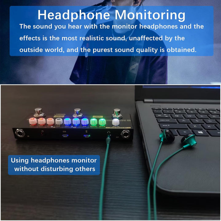 HOEREV Multi Effekte Gitarre Pedal Delay Reverb Phase Chorus Distortion Overdrive Multi Effekt pedal