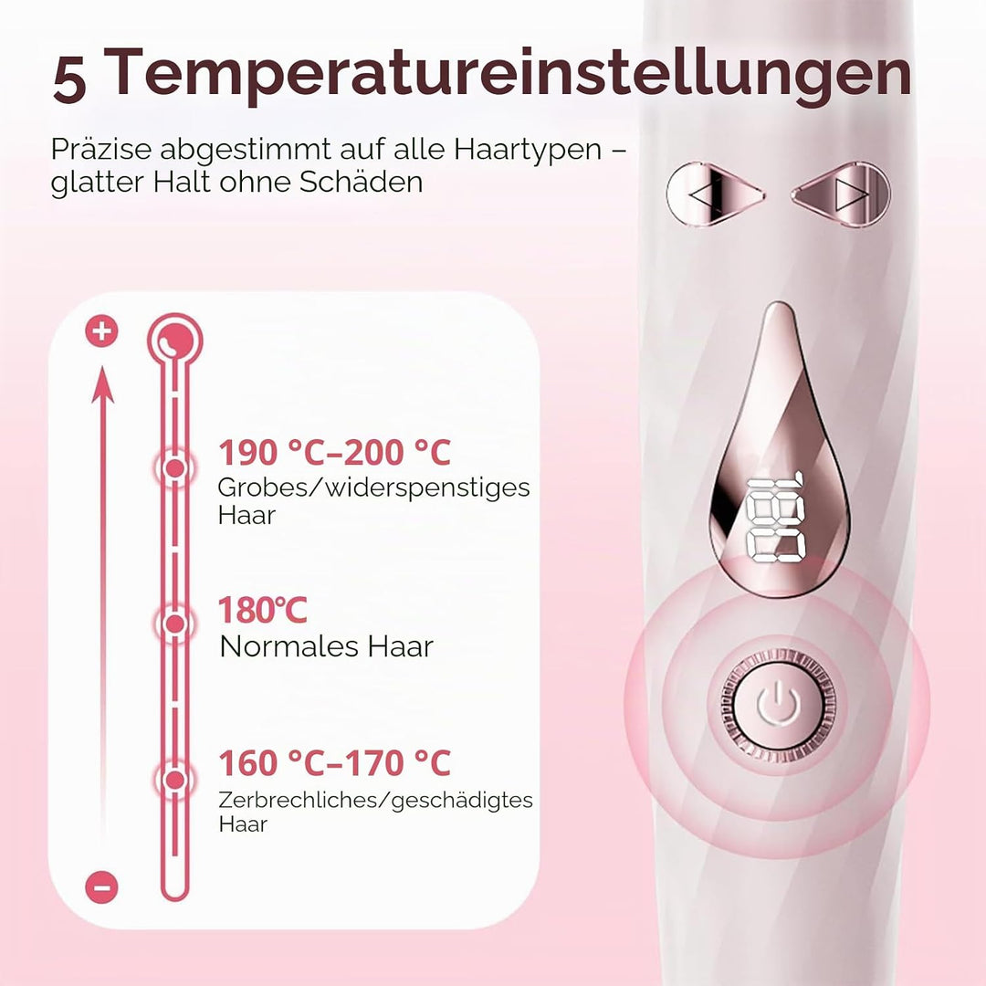 Lockenstab, automatisch, 3-in-1, Rosa – Keramikbeschichtung, eisige Keramikbeschichtung, schnelles A