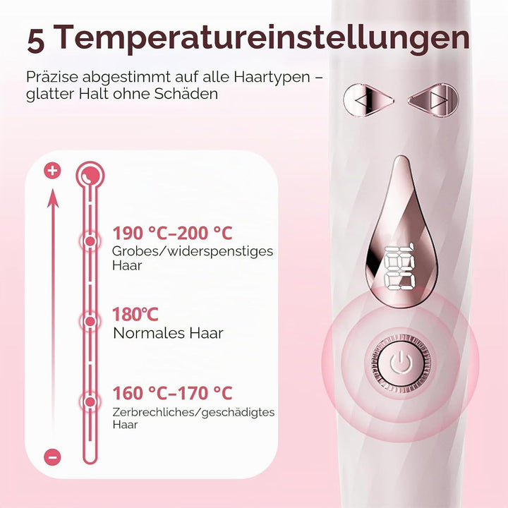 Lockenstab, automatisch, 3-in-1, Rosa – Keramikbeschichtung, eisige Keramikbeschichtung, schnelles A