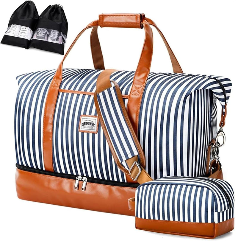 Lekespring Reisetasche Weekender Damen Gross mit Nassfach Schuhfach, 50L Doppellagige Reisetasche Ha