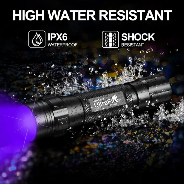 UltraFire UV Taschenlampe 395-405nm Schwarzlicht Zoombare Ultraviolett LED Taschenlampe mit Holster,