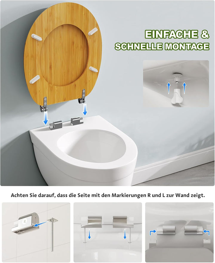 Ribelli WC Sitz mit Absenkautomatik, Toilettendeckel O-Form in Viele Motiven, Klodeckel Einfache Mon