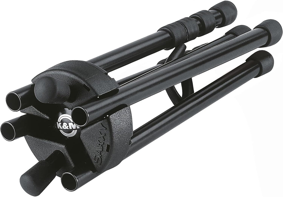K&M 14340 Saxophonständer Saxxy Schwarz Aluminium - kompakte XXS-Grösse - 30 cm Höhe - Transport im