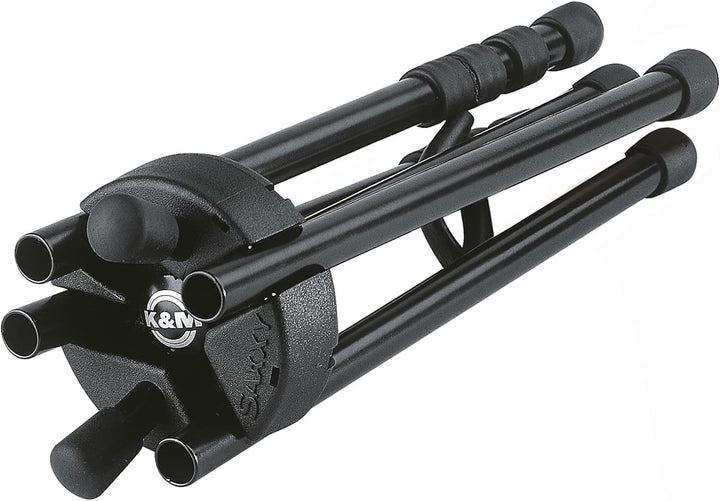 K&M 14340 Saxophonständer Saxxy Schwarz Aluminium - kompakte XXS-Grösse - 30 cm Höhe - Transport im