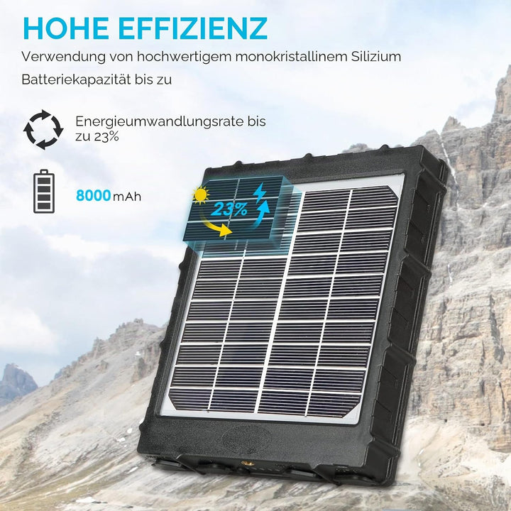 Folgtek 8000mAh Solarpanel 12V/1.2A, 9V/1.6A, 6V/2.4A Ausgang, Externer Eingang 5 V/2A IP66 Wasserdi