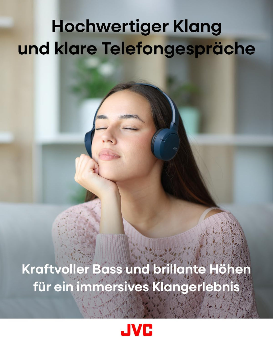 JVC HA-S33UC-A USB-C On-Ear-Kopfhörer, weiche Ohrpolster, faltbar, mit Mikrofon & 3-Tasten-Fernbedie