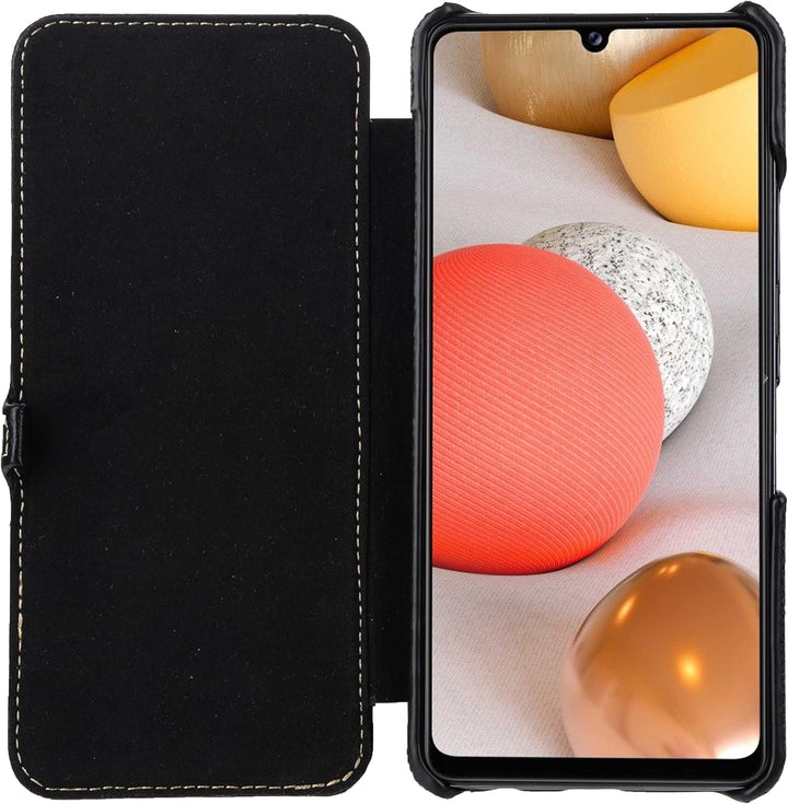 STILGUT Book Case kompatibel mit Samsung Galaxy A42 5G Hülle aus Leder mit Clip-Verschluss, Lederhül