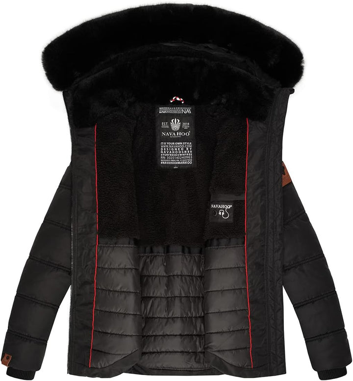 Navahoo Designer Damen Winter Jacke Steppjacke Winterjacke Stepp gesteppt B844 S Schwarz, S Schwarz