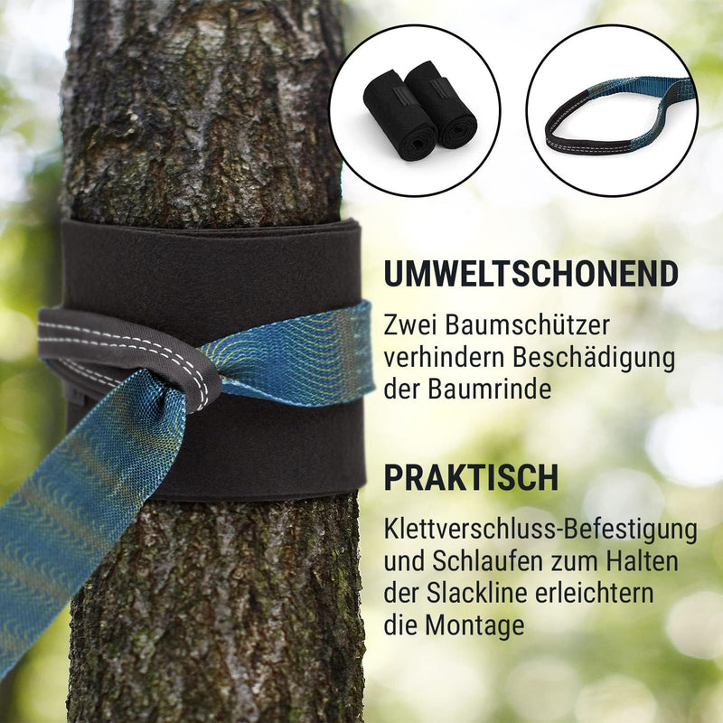 Klarfit Slackline, Slackline für Kinder & Erwachsene, Slackline-Set mit Übungsline, Ratsche, Seile &