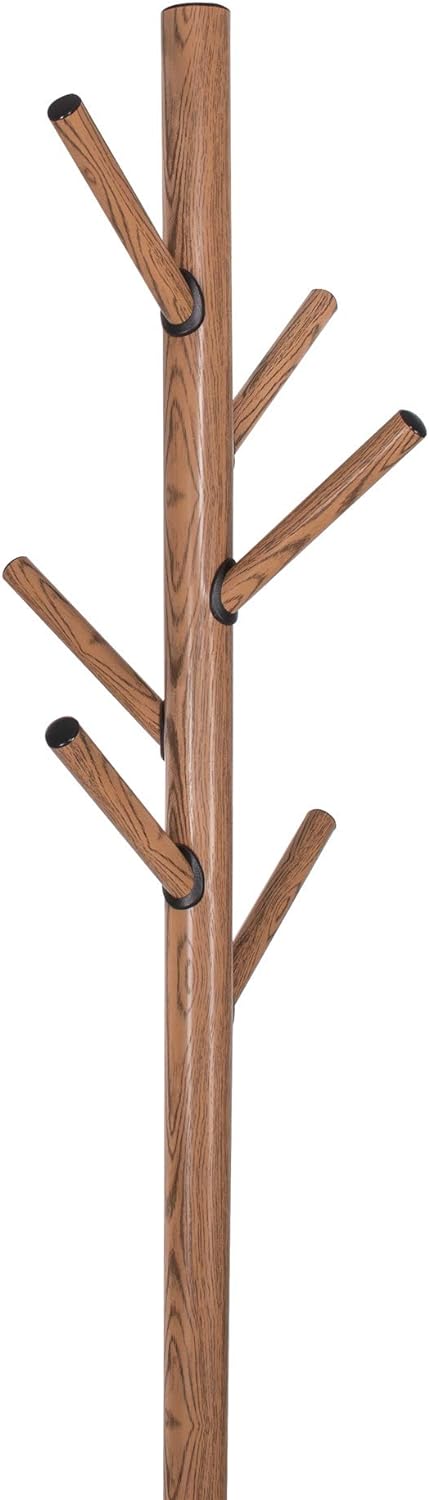 SPRINGOS Kleiderständer Baum-Optik 6 Haken Metall 180 cm freistehend Schwarz-braun, Schwarz-braun