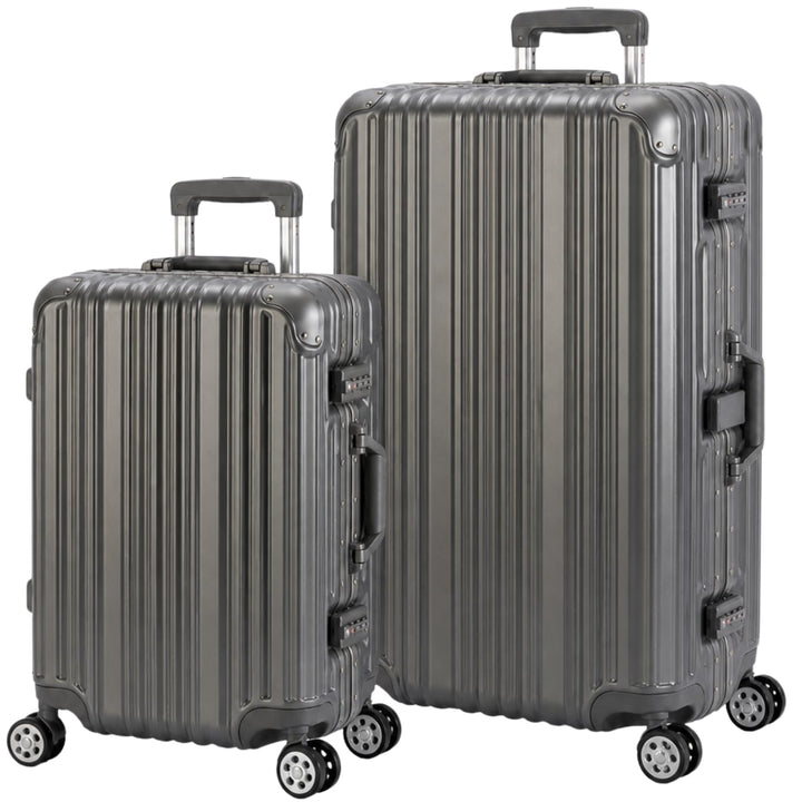 Travelhouse London Koffer Grau S-55cm, L-55cm · 2er-Set · Alu-Rahmen · Polykarbonat Hartschale · Han